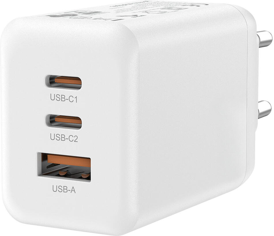 Solight 65W GaN fast charge USB-A + 2x USB-C adaptér