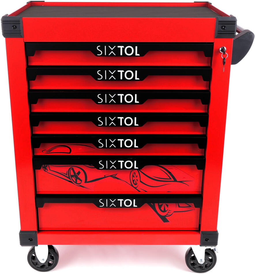 Dílenský vozík na nářadí MECHANIC TROLLEY KEVIN RED, 7 šuplíků SIXTOL