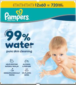 Pampers wipes (12x60/fol)Aqua zero plast