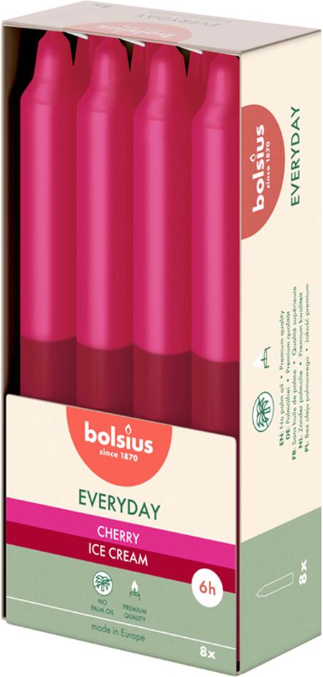 Bolsius SVÍČKA KÓNICKÁ VONNÁ CHERRY ICE CREAM 180X21MM,8KS