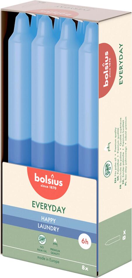 Bolsius SVÍČKA KÓNICKÁ VONNÁ HAPPY LAUNDRY 180X21MM, 8KS