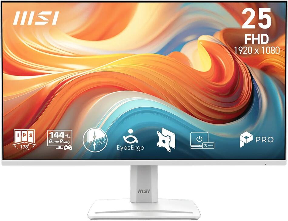 MSI Pro/MP251W E14A / 24,5" / IPS / FHD / 144Hz / 1ms / Bílá / 3R (PRO MP251W E14A)