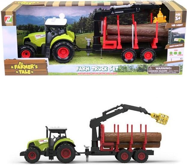 MaDe Traktor s přívěsem, ramenem, zelená