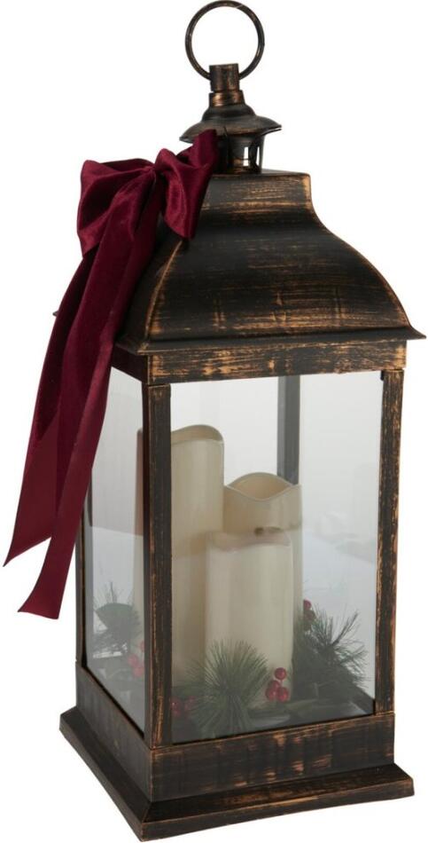 PROGARDEN Lucerna s LED svíčkami plast/sklo 23 x 60 cm černá KO-ANX002560