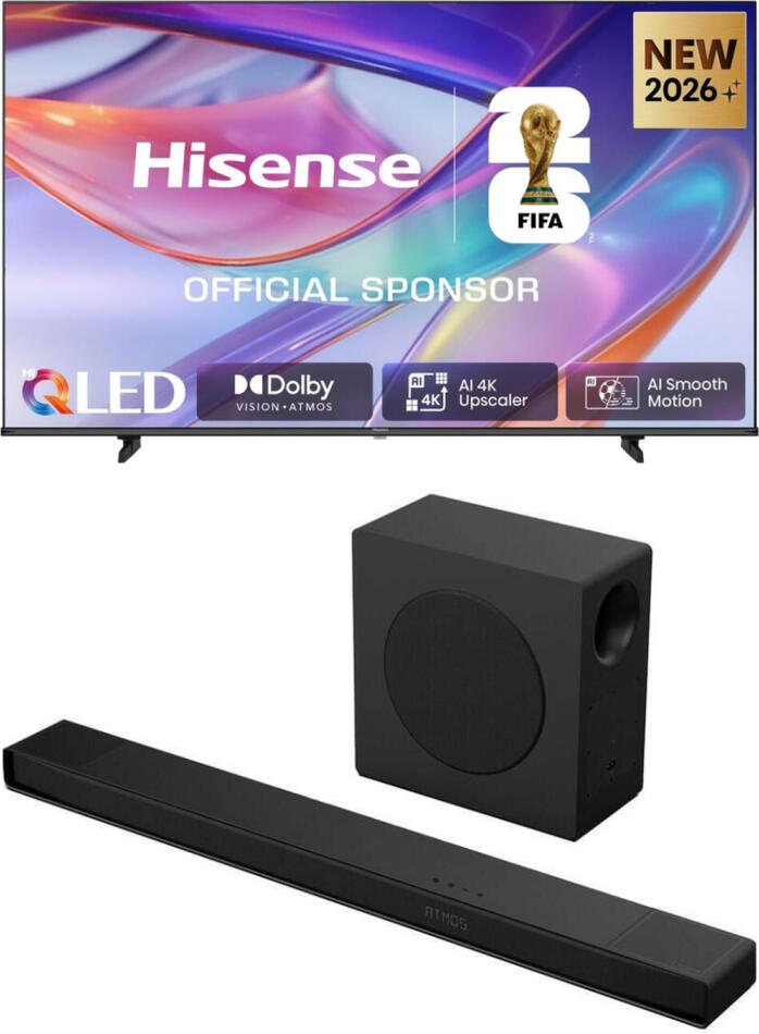 SET Hi-QLED Smart 4K TV Hisense 58E7S + Hisense SOUNDBAR SYSTEM AX3120Q HSN