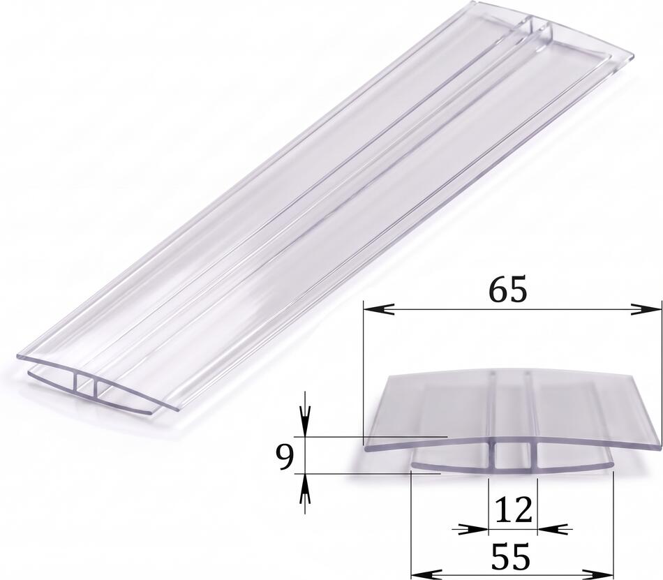 Polykarbonátový H-profil 6 mm čirý, délka 4 m LG5444