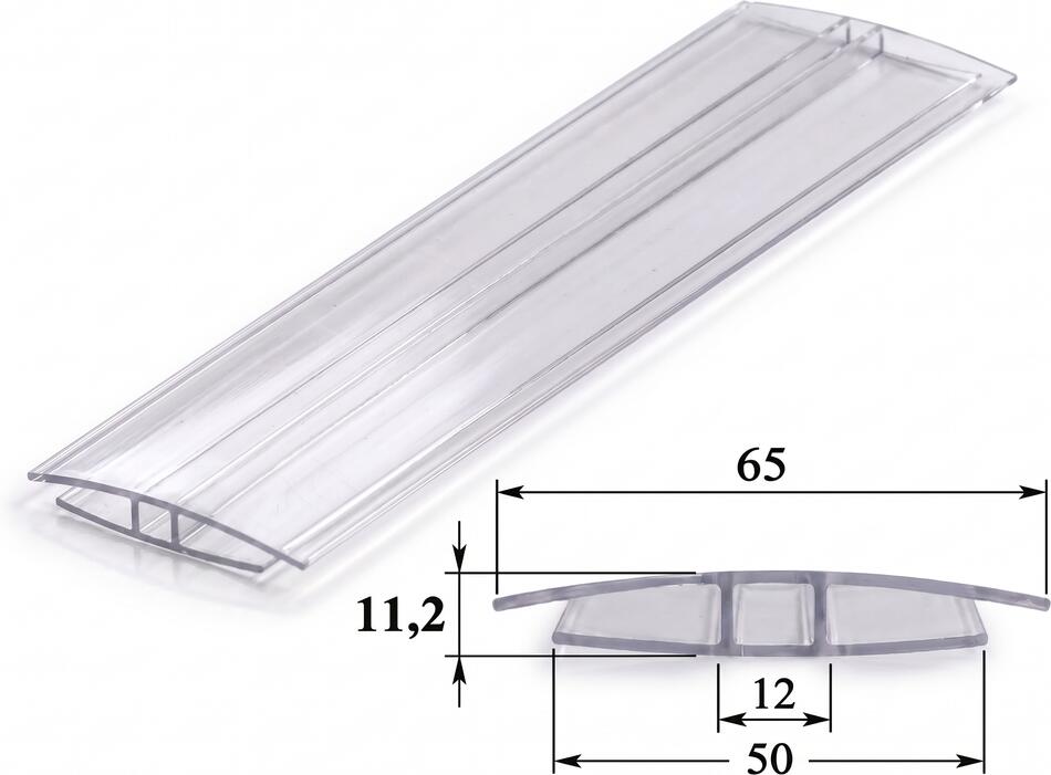 Polykarbonátový H-profil 8 mm čirý, délka 3 m LG5455