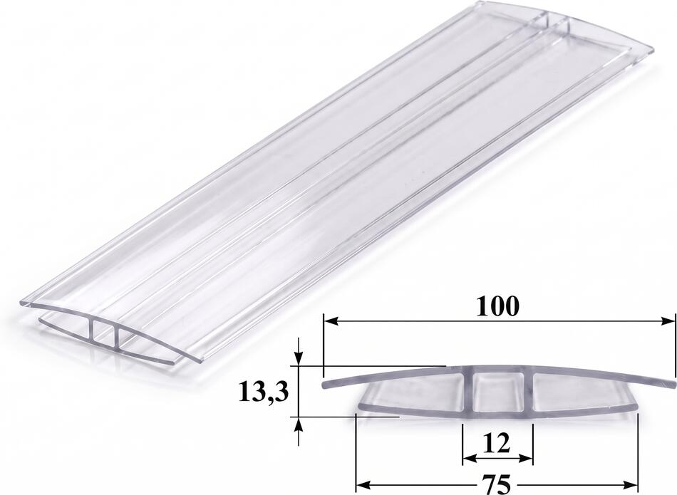 Polykarbonátový H-profil 10 mm čirý, délka 3 m LG5458