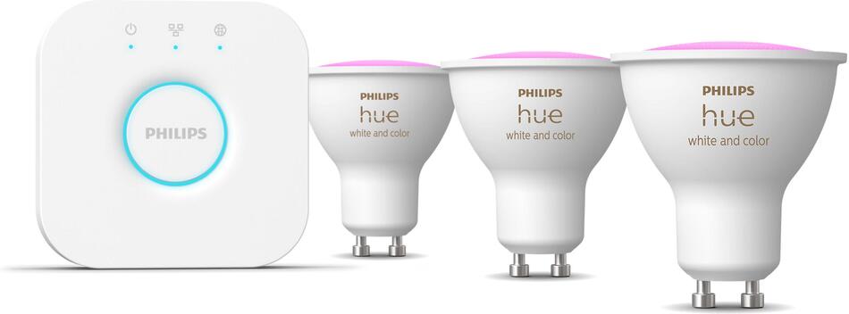 Hue Philips LED žárovka GU10 4,2W, nastavitelná bílá, 3 ks, EU Philips HUE