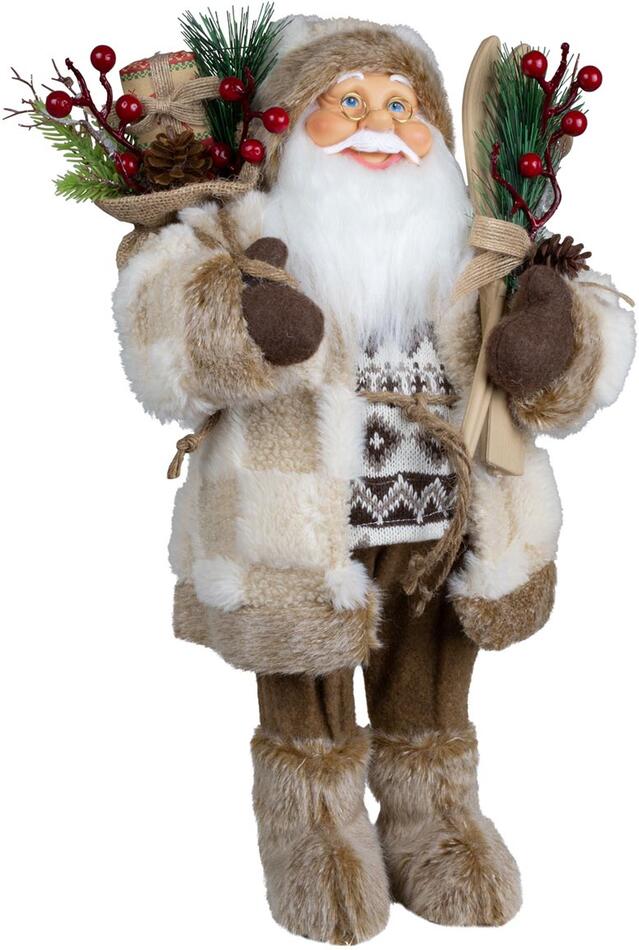 PM Euro Trading vánoční dědeček s lyžemi, hnědý, 45 cm