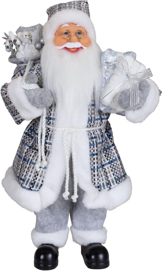 PM Euro Trading vánoční dědeček Hilmar s dárky, šedo-modrý, 45 cm
