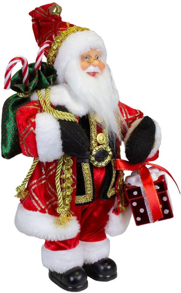 PM Euro Trading vánoční dědeček s dárky, červeno-zlatý, 30 cm