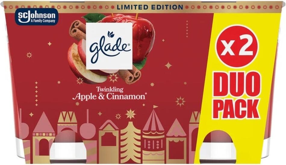 Glade vonné svíčky Twinkling Apple & Cinnamon 2 × 112 g