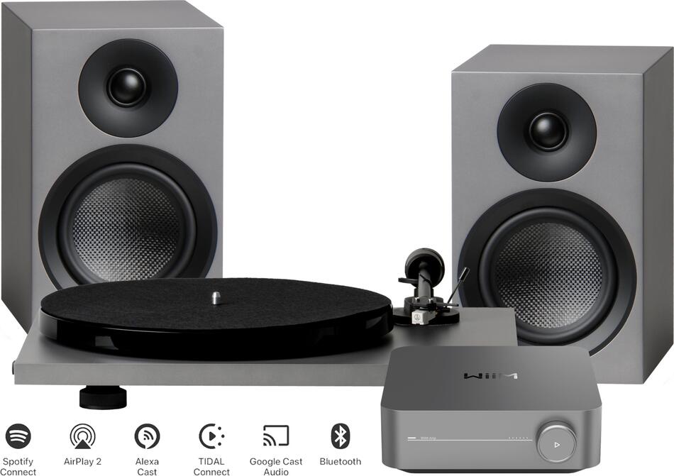 Pro-Ject WiiM PHONO SET - set pro streamování se zesilovačem WiiM a gramofonem, šedý