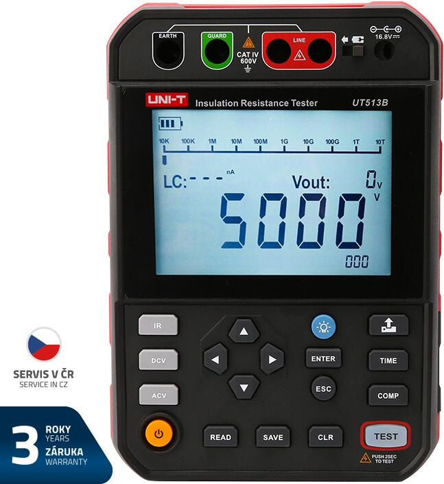 Tester izolačního odporu UNI-T UT513B 5kV
