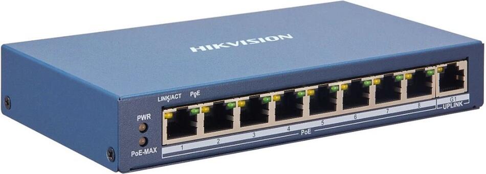 Hikvision DS-3E1309P-EI(B) - Smart managed switch 8x 100TX PoE + 1x Gb uplink, 110W, Super PoE