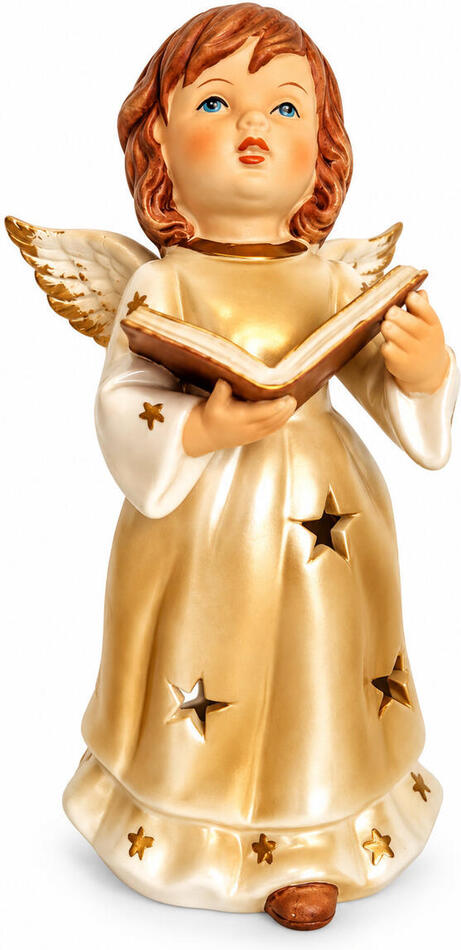 KMF porcelánový anděl s knihou - svícen, 20 cm