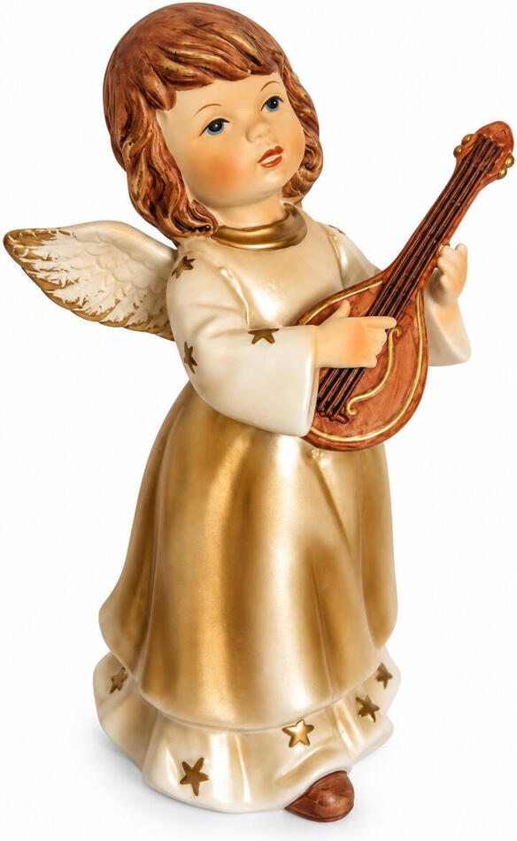 KMF porcelánový anděl s loutnou, 17 cm