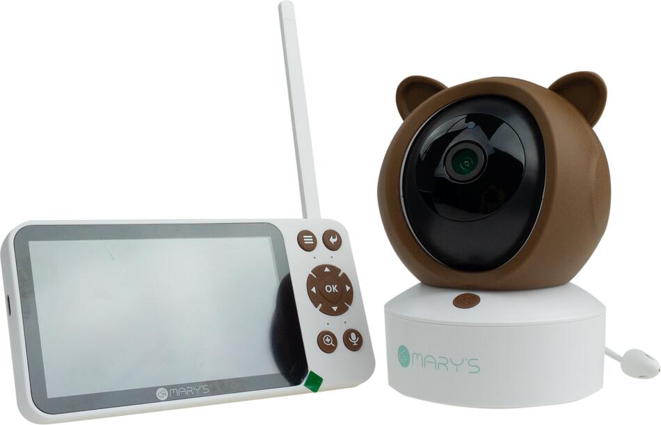 Mary's Dětská chůvička 2v1 s kamerou a LCD displejem, s WiFi / TUYA - medvídek, hnědá
