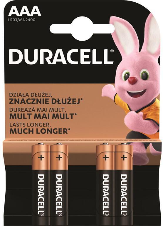 Baterie alkalická Duracell Basic AAA, LR03, 1.5V, blistr 4ks
