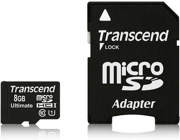 Paměťová karta Transcend MicroSDHC 8GB UHS-I U1 (90MB/s) + adapter