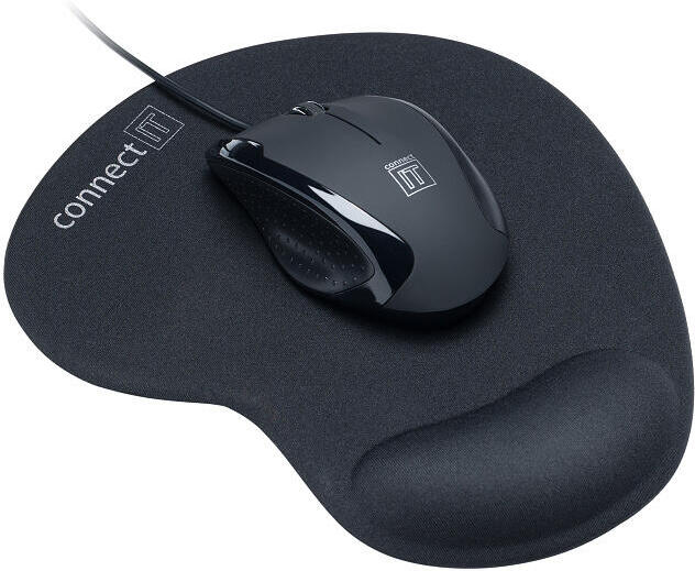 Myš Connect IT CI-77 + podložka / optická / 3 tlačítka / 1000dpi - černá