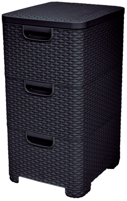 Regál Curver Style 3x14L se zásuvkami tmavě hnědý