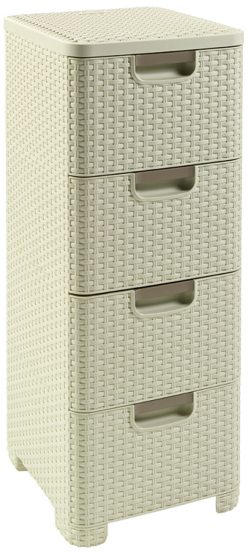 Regál Curver Style 4x14L se zásuvkami krémově bílý