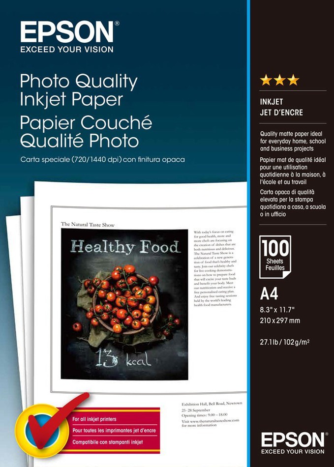 Fotopapír Epson Photo Quality A4, 102g, 100 listů