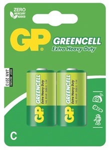Baterie zinkochloridová GP Greencell C, R14, blistr 2ks