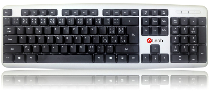 Klávesnice C-Tech KB-102 SLIM, CZ/SK - stříbrná