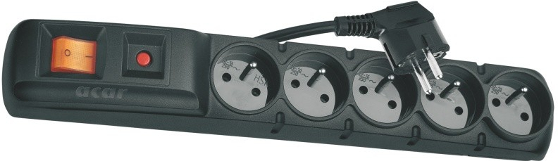 Emos přepěťová ochrana – 5 zásuvek, 3m, černá (P53872)