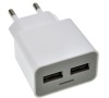 USB nabíjecí adaptér, 2xUSB, 2400mA max., AC230V bílošedý  DC37
