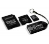 Paměťová karta SD Micro Kingston HC 4GB + 2 adaptéry + čtečka microSD