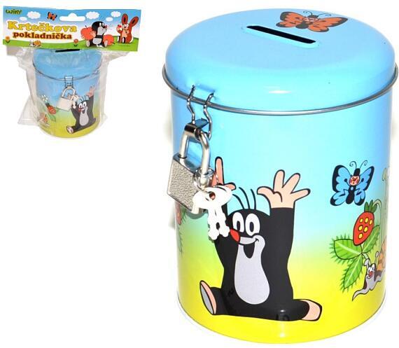 Teddies Pokladnička Krtek válec se zámkem plech 9x11cm v sáčku