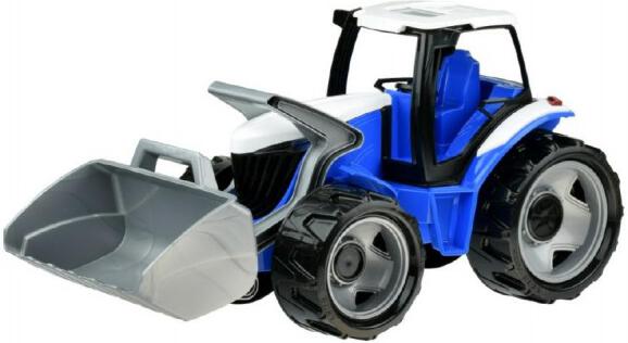 Traktor se lžící plast modro-šedý 65cm v krabici od 3 let