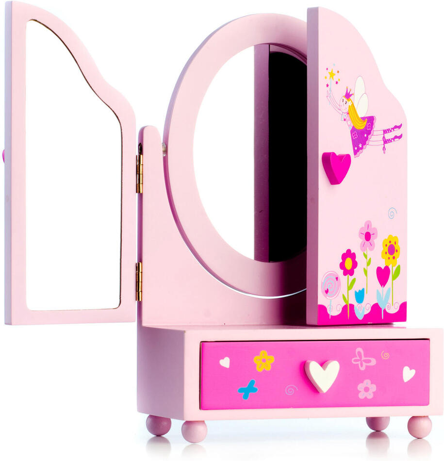 Zrcadlo šperkovnice Teddies Princess 3-dílná zásuvka
