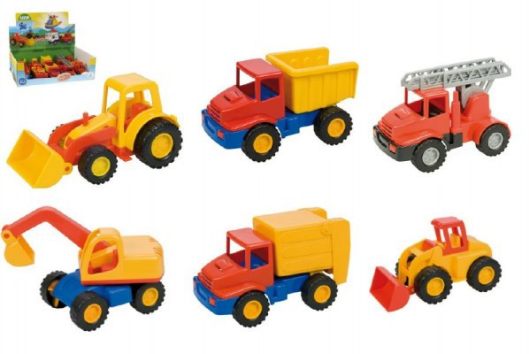 Auto mini Compact stavební plast 12cm asst 3 druhů 10ks v boxu