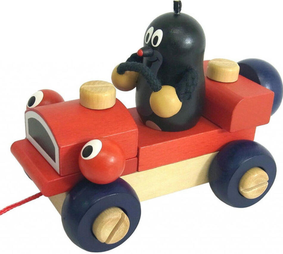 Dřevěné auto Detoa Krtek a mrkací auto