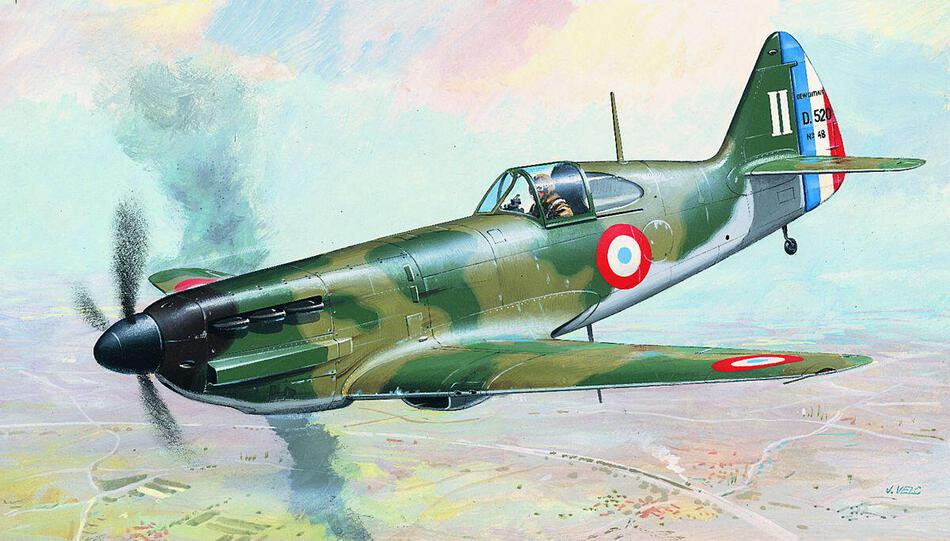 Model Směr Dewoitine D 520 1:72 11 x 14 cm