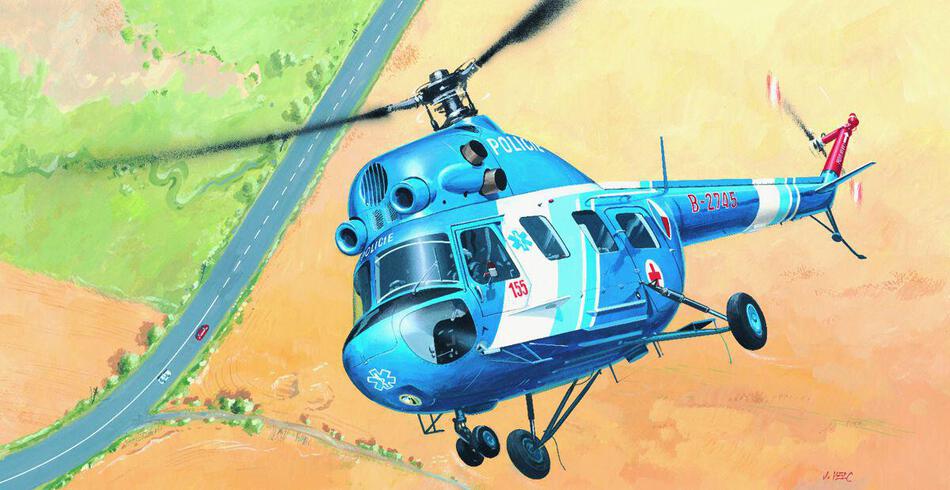 Model Směr Kliklak Vrtulník Mil Mi 2 - Policie 27,6 x 30 cm