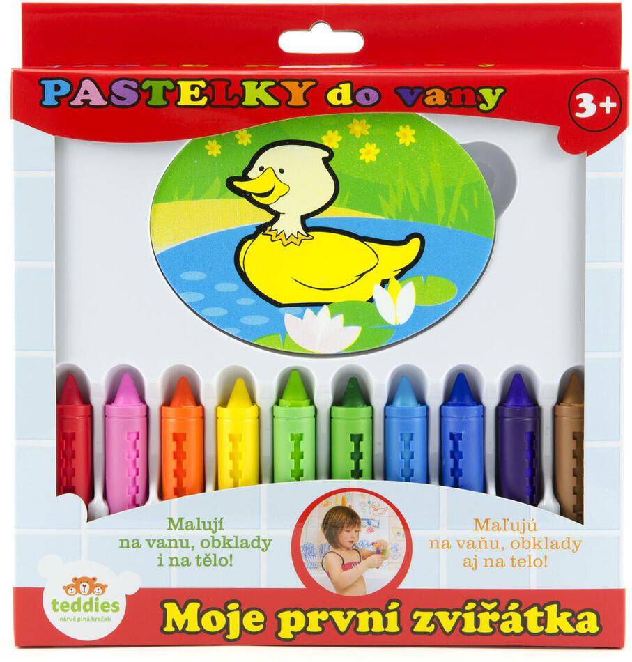 Pastelky do vany Teddies Moje první zvířátka, 10 ks, s houbičkou