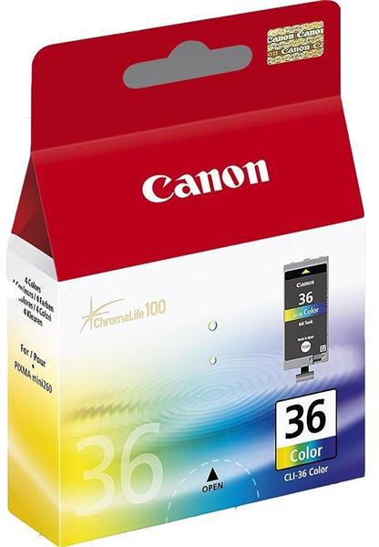 Inkoustová náplň Canon CLI-36C, 249 stran, originální - červená/modrá/žlutá