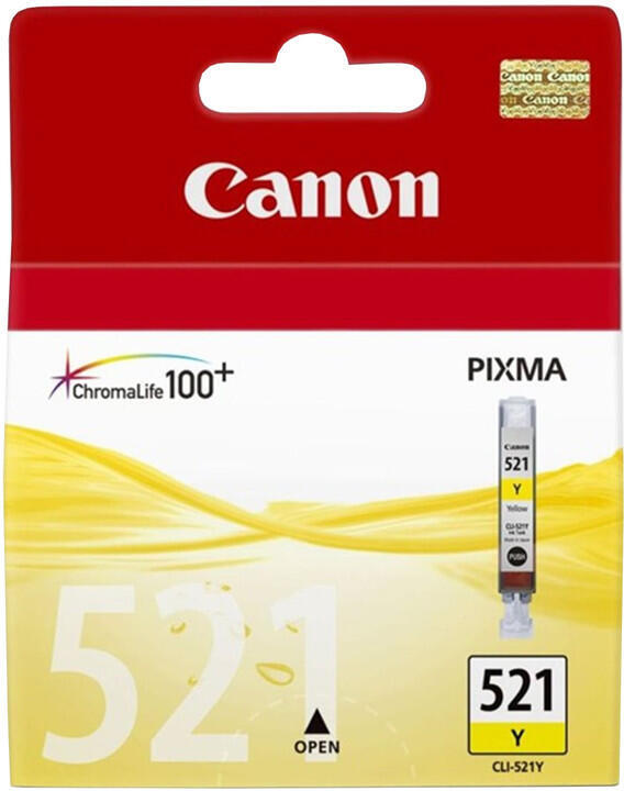 Inkoustová náplň Canon CLI-521Y, 530 stran originální - žlutá