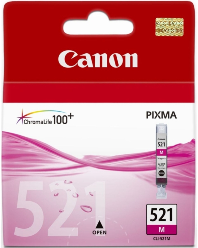 Inkoustová náplň Canon CLI-521M, 510 stran originální - růžová