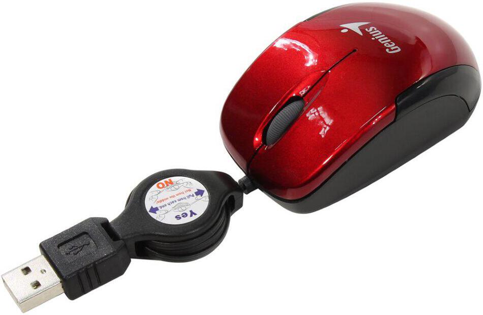 Myš Genius Micro Traveler V2 / optická / 3 tlačítka / 1200dpi - červená