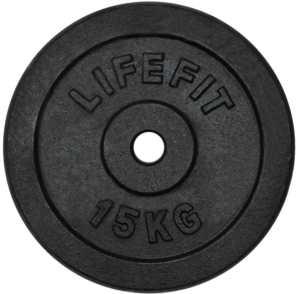 Kotouč Lifefit kovový 15kg pro 30mm tyč - černá