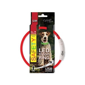 Obojek Dog Fantasy LED nylonový S/M - červená