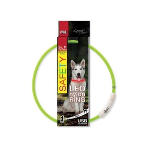 Obojek Dog Fantasy LED nylonový S/M - zelená