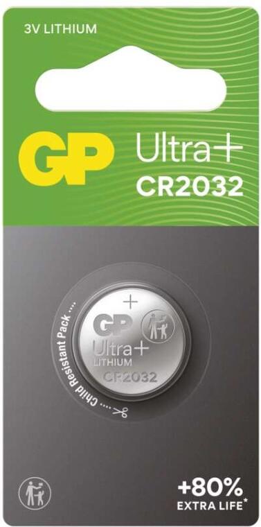 Lithiová knoflíková baterie GP Ultra plus CR2032, 1 ks (B15322)